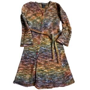Frenchi Wool Blend Multicolor Knit Belted Sweater Dress Women’s M